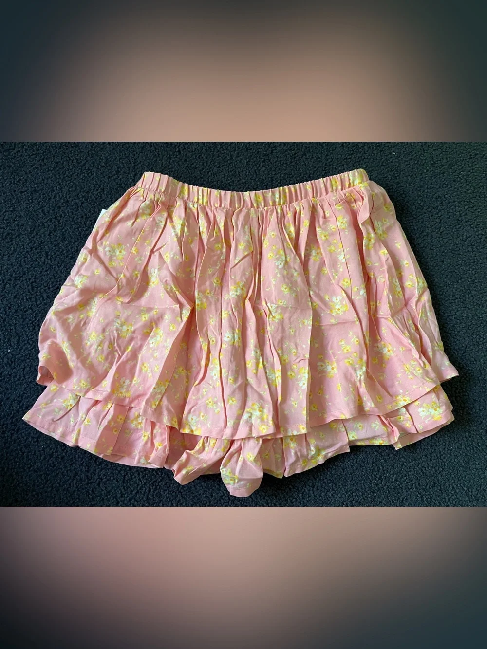 Old Navy Pink Floral Layered Skort with Yellow Accents